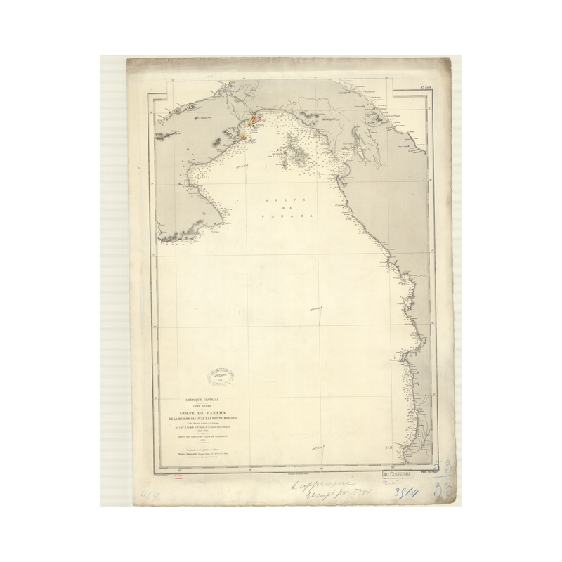 Reproduction of old nautical chart - 3514 - PANAMA (Golfe), SAN JUAN (Rivière), MARIATO (Pointe) - PANAMA - PACIFIQUE, AMERIQUE