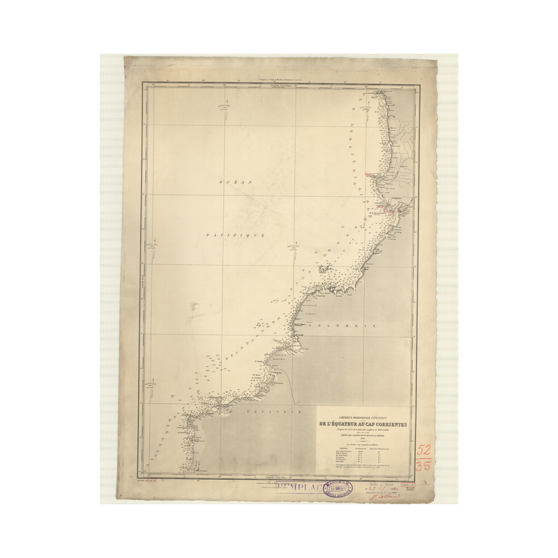 Carte marine ancienne - 3517 - SAN JUAN (Rivière), EQUATEUR - EQUATEUR, COLOMBIE - PACIFIQUE, AMERIQUE DU SUD (Côte Ouest), AMER