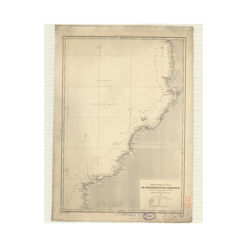 Reproduction carte marine ancienne - 3517 - SAN JUAN (Rivière), EQUATEUR - EQUATEUR, COLOMBIE - PACIFIQUE, AMERIQUE DU SUD (Côte