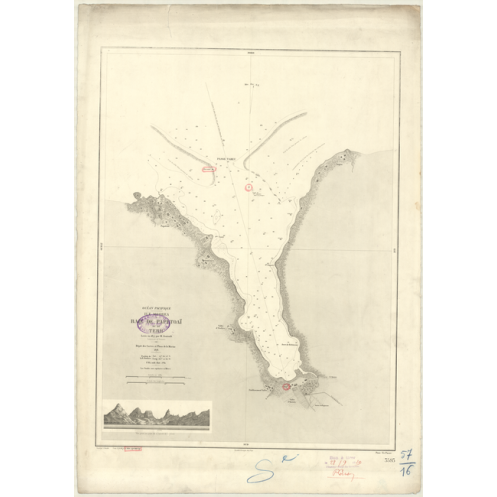 Reproduction carte marine ancienne Shom - 3593 - SOCIETE (îles), MOOREA (île), pAPETOAI (Baie), TERIU (Baie) - pOLYNES