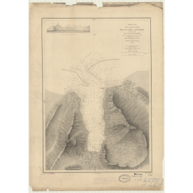 Reproduction carte marine ancienne - 3594 - SOCIETE (îles), TAHITI (Archipel), MOOREA (île), COOK (Baie), PAOPAO (Baie) - POLYNE