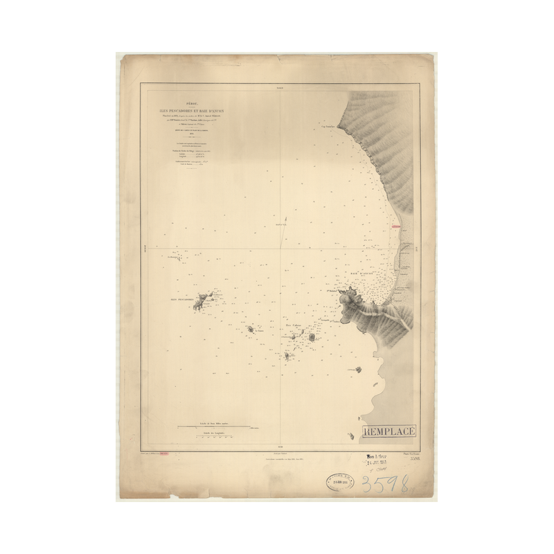 Reproduction carte marine ancienne - 3598 - PESCADORES (îles), ANCON (Baie) - PEROU - PACIFIQUE, AMERIQUE DU SUD (Côte Ouest), A