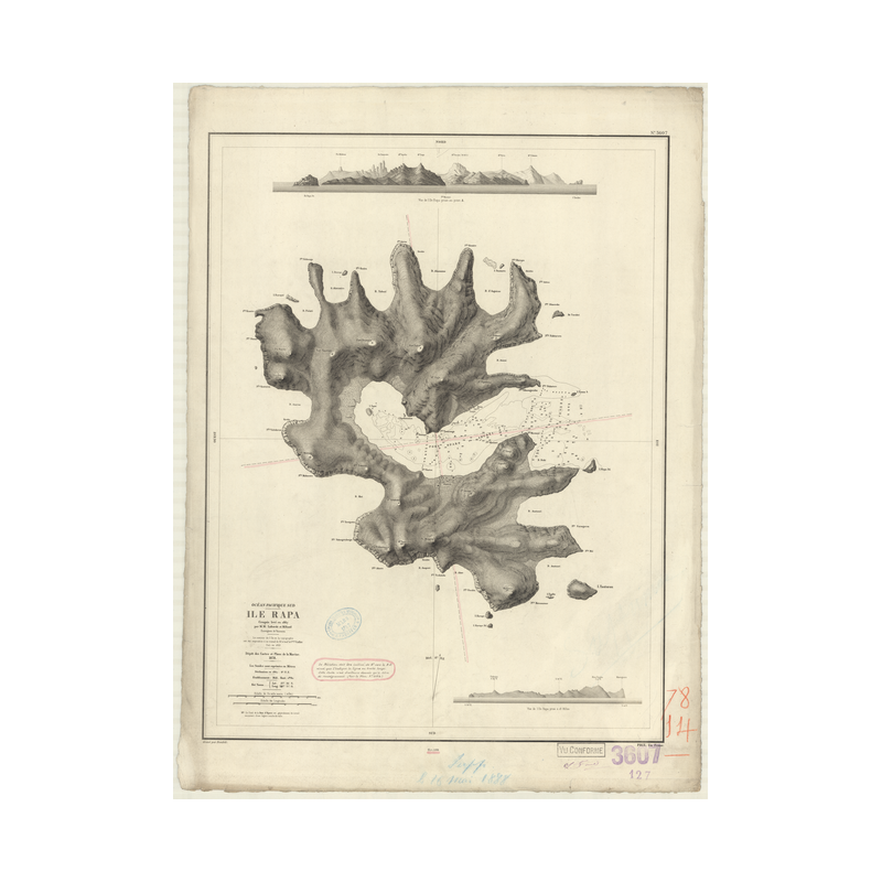 Carte marine ancienne - 3607 - AUSTRALES (îles), RAPA (île) - POLYNESIE FRANCAISE - PACIFIQUE - (1878 - 1888)