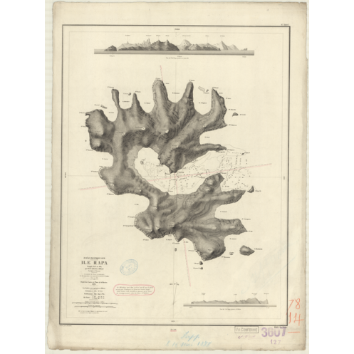 Carte marine ancienne - 3607 - AUSTRALES (îles), RAPA (île) - POLYNESIE FRANCAISE - PACIFIQUE - (1878 - 1888)