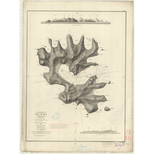 Reproduction carte marine ancienne - 3607 - AUSTRALES (îles), RAPA (île) - POLYNESIE FRANCAISE - PACIFIQUE - (1878 - 1888) Reproduction carte marine ancienne - 3607 - AUSTRALES (îles), RAPA (île) - POLYNESIE FRANCAISE - PACIFIQUE - (1878 - 1888)