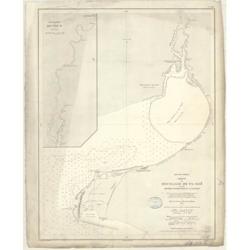 Reproduction carte marine ancienne Shom - 3616 - TONQUIN (Golfe), TONKIN (Golfe), pA-KOI (Mouillage), LIEN-CHAU-FU (Rivi