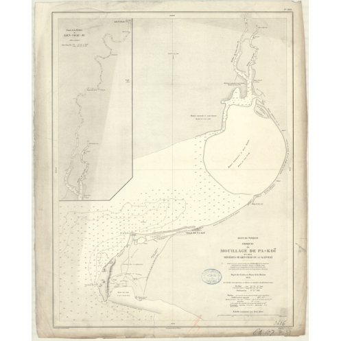 Carte marine ancienne - 3616 - TONQUIN (Golfe), TONKIN (Golfe), PA-KOI (Mouillage), LIEN-CHAU-FU (Rivière) - CHINE - PACIFIQUE -