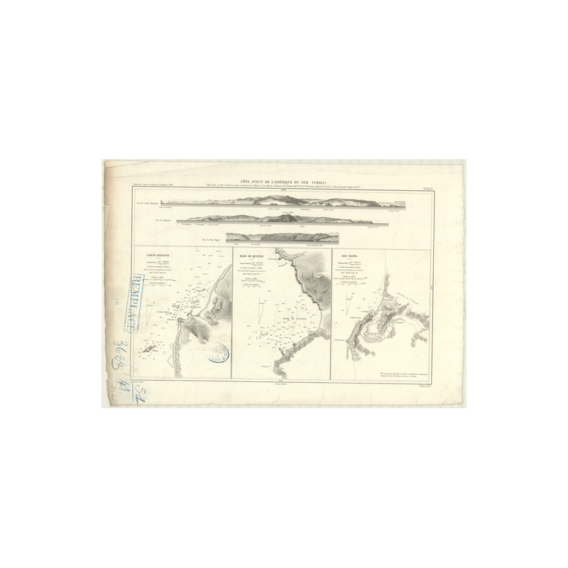 Reproduction carte marine ancienne Shom - 3623 - CALETA MANTANZA - CHILI - pACIFIQUE,AMERIQUE de SUD (Côte Ouest),AMERI