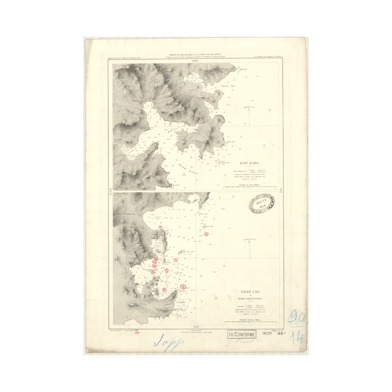 Reproduction carte marine ancienne Shom - 3629 - HONSHU (Côte Sud), KADA (Baie) - NIPON (Côte Sud) - pACIFIQUE,Philipp