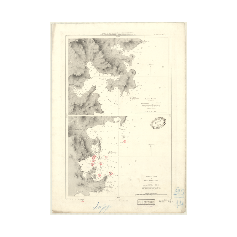 Carte marine ancienne - 3629 - HONSHU (Côte Sud), KADA (Baie) - NIPON (Côte Sud) - PACIFIQUE, PHILIPPINES (Mer) - (1878 - 1907)