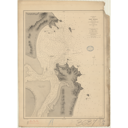 Reproduction carte marine ancienne Shom - 3637 - BOWEN (Port), CLINTON (Port) - pACIFIQUE,CORAIL (Mer),AUSTRALIE (Côte