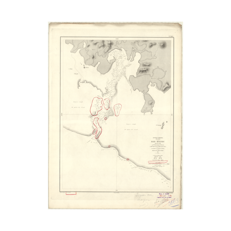 Reproduction carte marine ancienne - 3663 - NOUVELLE-CALEDONIE (Côte Ouest), MUENDU (Baie) - PACIFIQUE, CORAIL (Mer) - (1878 - 1