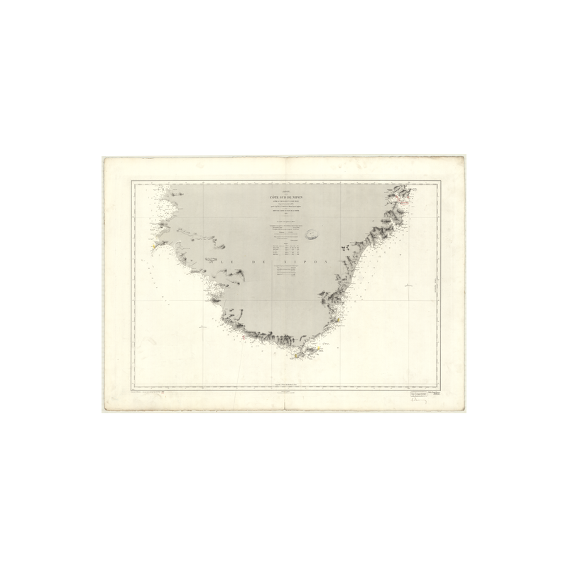 Reproduction carte marine ancienne Shom - 3664 - HONSHU (Côte Sud), KII (Chenal), OWASI (Baie) - JAPON,NIPON (Côte Sud