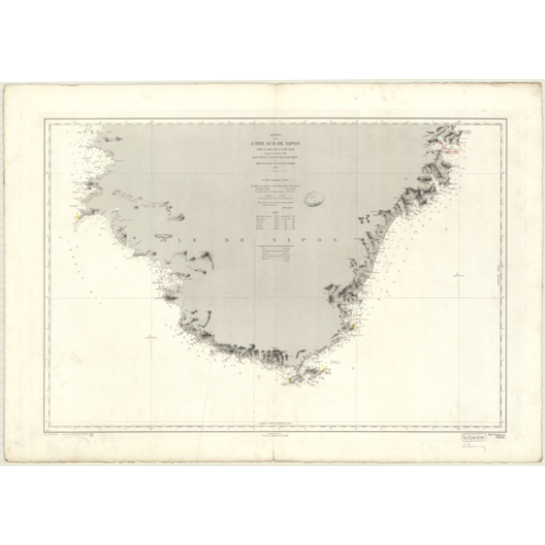 Reproduction carte marine ancienne Shom - 3664 - HONSHU (Côte Sud), KII (Chenal), OWASI (Baie) - JAPON,NIPON (Côte Sud