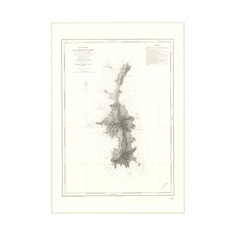 Reproduction of old nautical chart - 3665 - LOBOS DE TIERRA (île) - PEROU - PACIFIQUE, AMERIQUE DU SUD (Côte Ouest), AMERIQUE DU