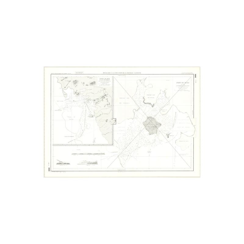 Reproduction carte marine ancienne - 3668 - NOUVELLE-CALEDONIE (Côte Ouest), MUEO (Port) - PACIFIQUE, CORAIL (Mer) - (1878 - 199