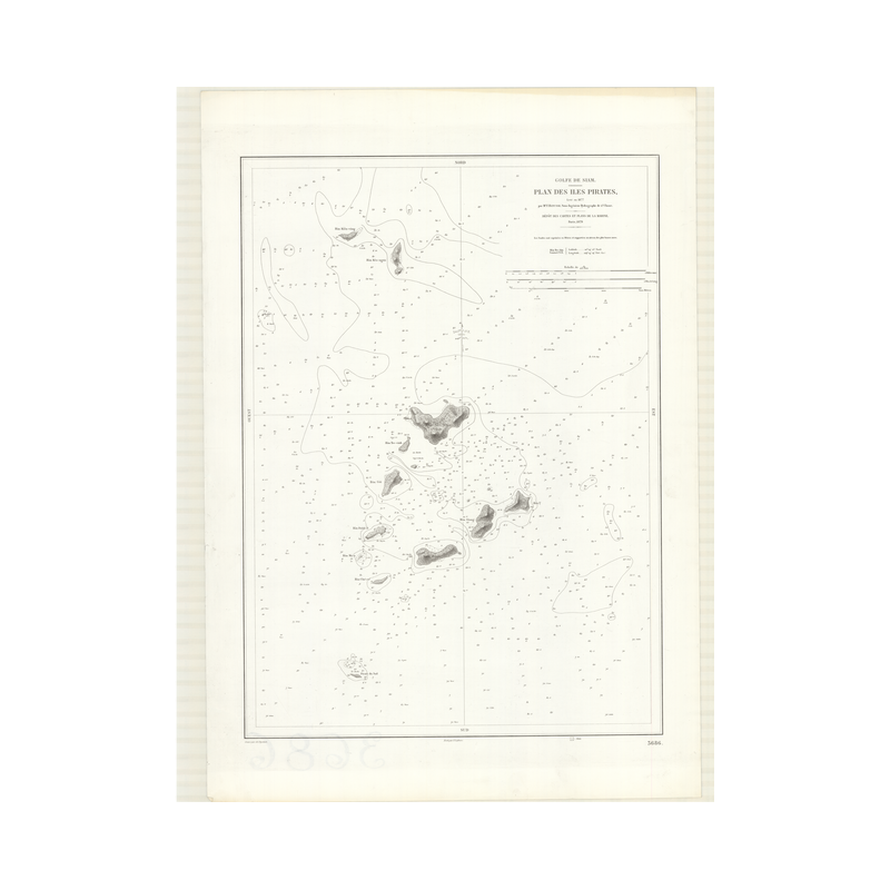 Reproduction carte marine ancienne - 3686 - PIRATES (îles) - PACIFIQUE, SIAM (Golfe), THAILANDE (Golfe) - (1879 - ?)