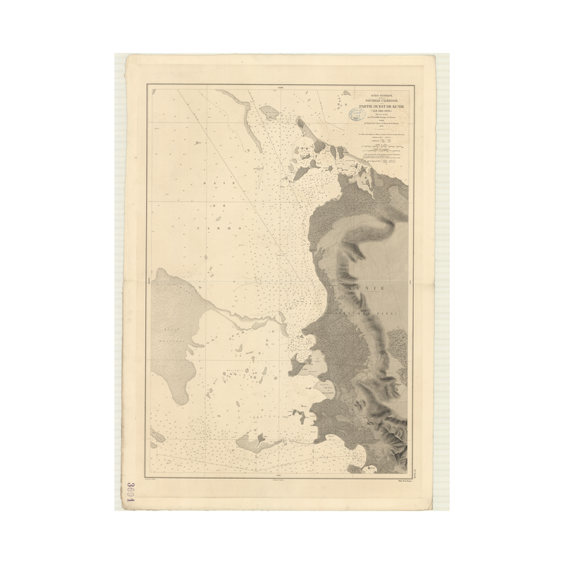 Reproduction carte marine ancienne Shom - 3691 - pINS (île), KUNIE (île) - NOUVELLE-CALEDONIE - pACIFIQUE,CORAIL (Mer)