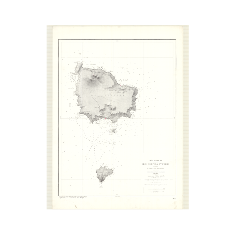 Reproduction carte marine ancienne - 3699 - NORFOLK (île), PHILIP (île) - PACIFIQUE, TASMAN (Mer) - (1879 - ?)