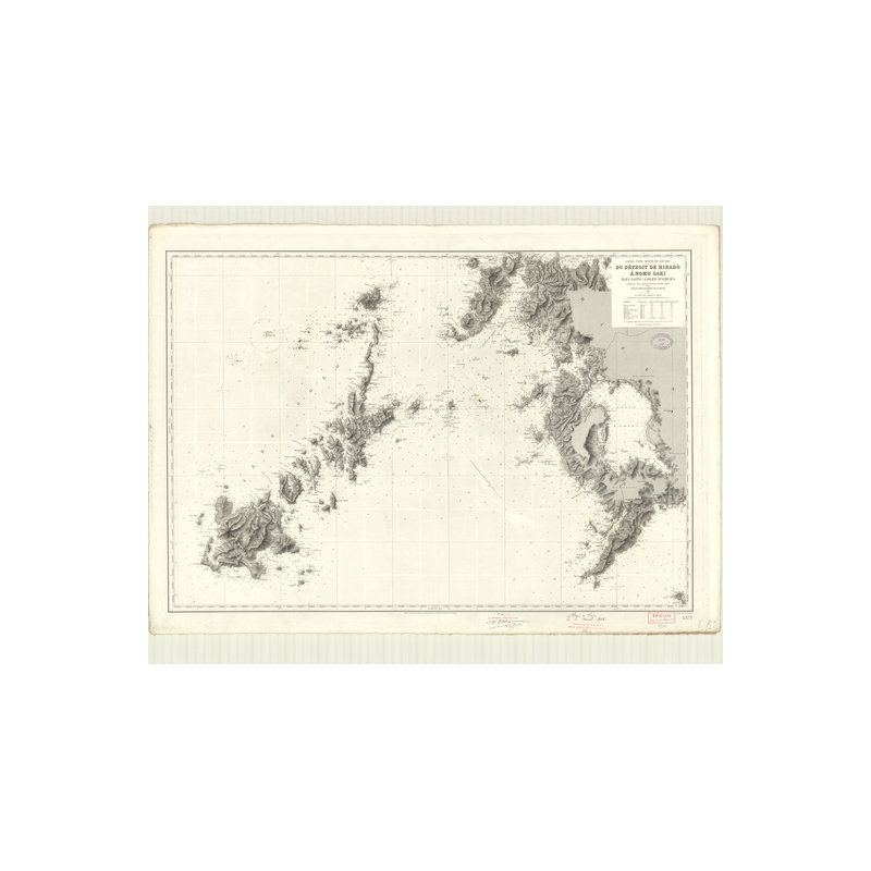 Reproduction carte marine ancienne Shom - 5377 - KIUSHU (Côte Ouest), KYUSHU (Côte Ouest), GO TO (îles), OMURA (Golfe