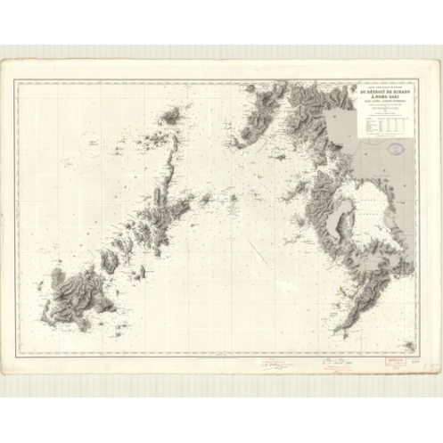 Reproduction carte marine ancienne Shom - 5377 - KIUSHU (Côte Ouest), KYUSHU (Côte Ouest), GO TO (îles), OMURA (Golfe