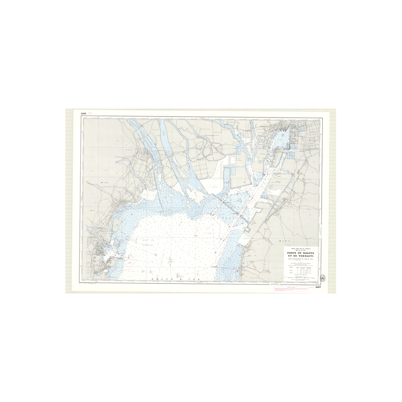 Reproduction carte marine ancienne Shom - 6457 - HONSYU (Côte Sud), HONSHU (Côte Sud), ISE (Golfe), NAGOYA (Port), YOK