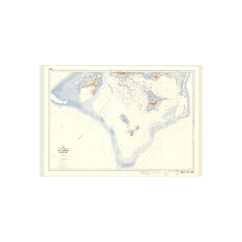 Reproduction carte marine ancienne Shom - 6462 - TUAMOTU (Archipel), GAMBIER (îles) - pOLYNESIE FRANCAISE - pACIFIQUE -