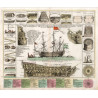 Reproduction gravure'ancienne plan et vues d'un vaisseau royal
