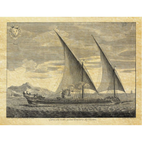 Reproduction gravure ancienne Galère à la voile en 1685 - 75 x 55 cm
