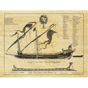 Reproduction gravure ancienne Galère en coupe de 1685 - 58 x 41 cm