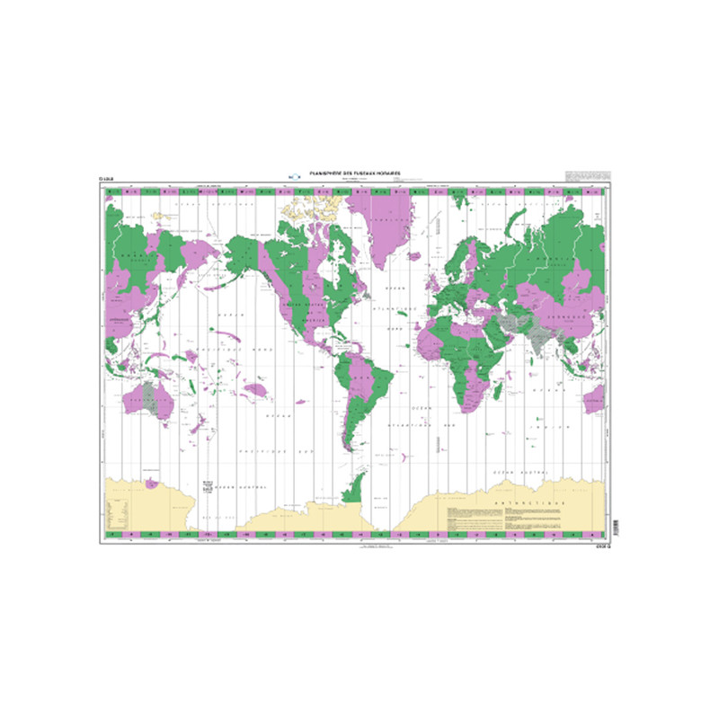 Shom - 0101QSA - Planisphère des fuseaux horaires