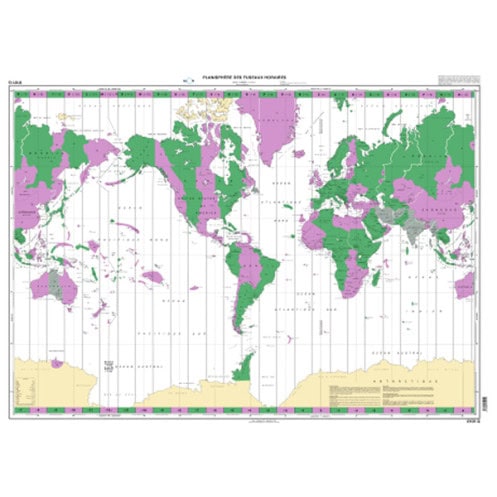 Shom - 0101QSA - Planisphère des fuseaux horaires