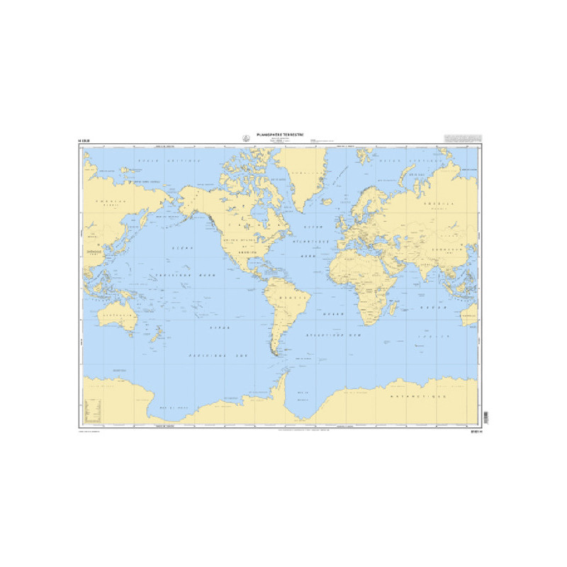 Shom Raster Géotiff - 0101 - Planisphère terrestre (axé sur 65° W). déclinaison magnétique 2015