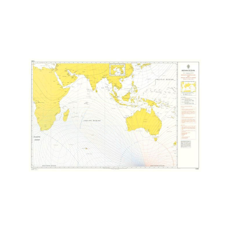 Admiralty - 5385 - Carte de déclinaison magnétique