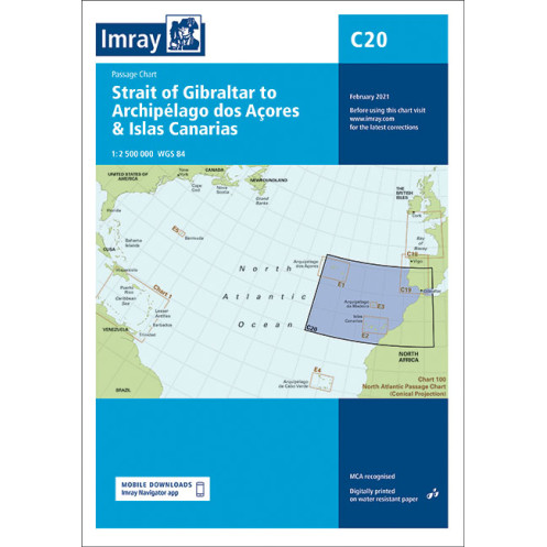 Imray - C20 - Strait of Gibraltar to Arquipelago dos Açores and Islas Canaries - Passage Chart