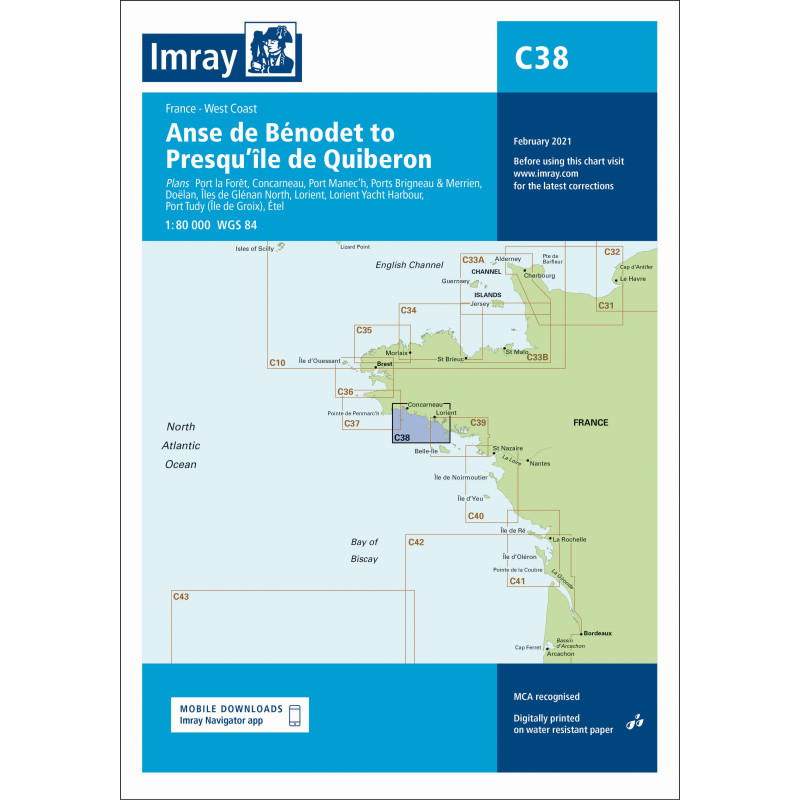 Imray - C38 - Anse de Bénodet to Presqu?île de Quiberon