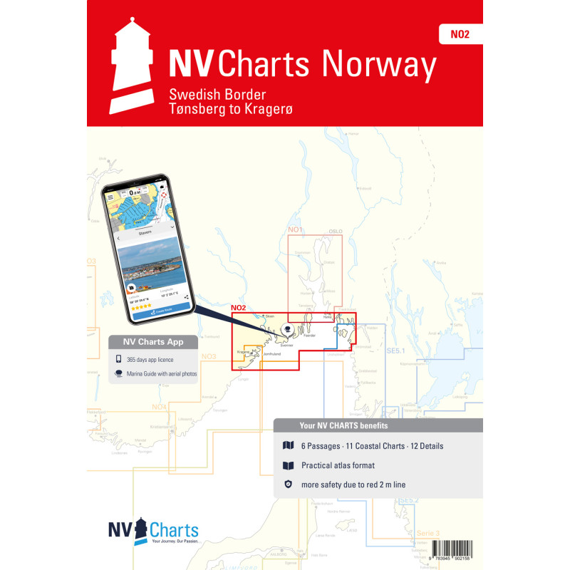 NV Charts - NO 2 - NV Atlas Norway - Oslofjord South - Swedish border - Tonsberg to Kragero
