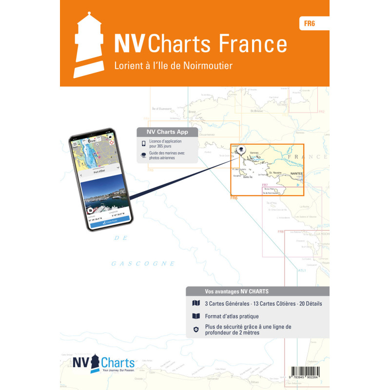 NV Charts - FR 6 - NV Atlas France - Lorient à Île de Noirmoutier & Nantes