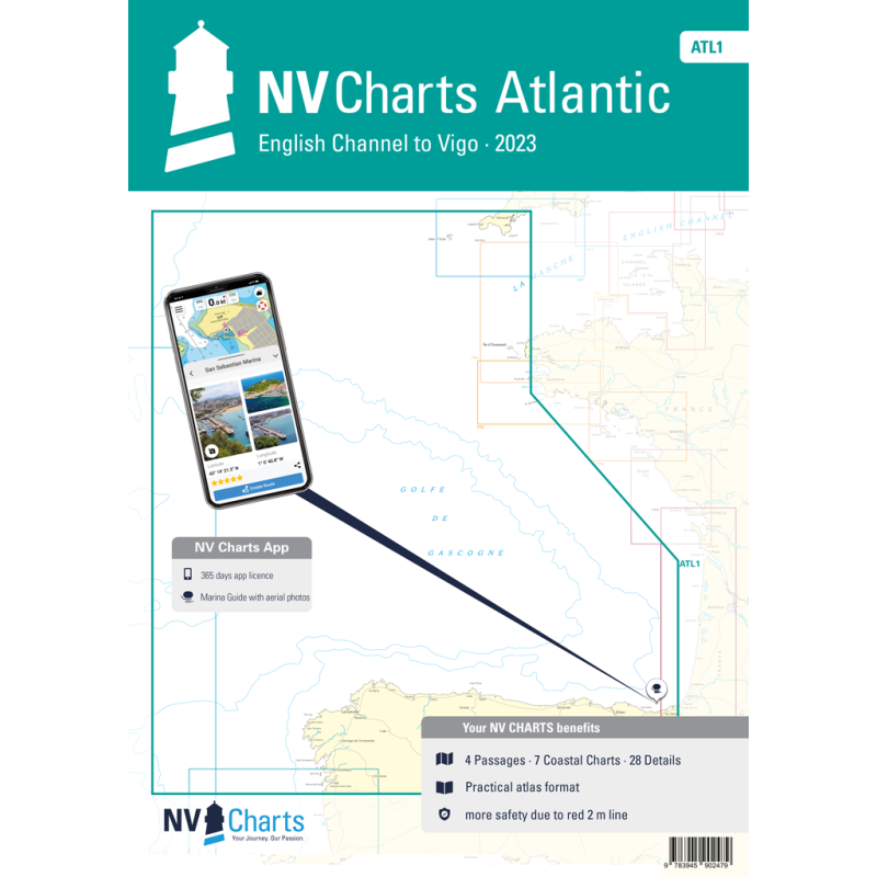NV Charts - ATL 1 - NV Atlas Atlantic - Falmouth to Vigo - North Coast of Spain
