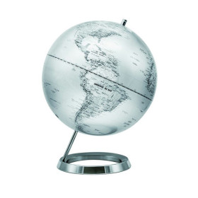 Mappemonde 30 cm Globe incliné argent carto blanche politique