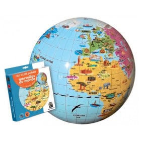 Globe gonflable maxi Glossy merveilles du monde 42 cm