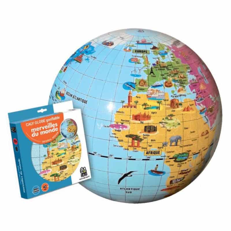 Globe gonflable maxi Glossy merveilles de monde 42 cm