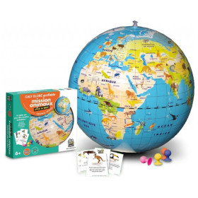 Caly Globe gonflable - Mission animaux sitck'n quiz 42 cm