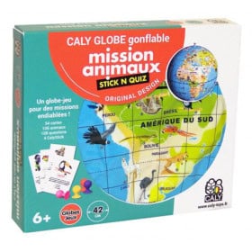 Globe gonflable mission animaux sitck'n quiz 42 cm