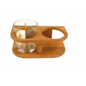 Support de verres en bambou - 2 verres o 77 mm : 190 x 50 x 100 mm