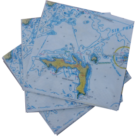 Serviette en papier motif carte marine