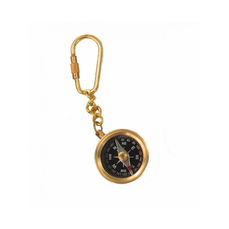 Brass compass keychain