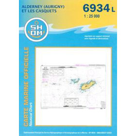 Carte marine Shom L - 6934L - (fac-similé de la carte GB 60) - Alderney (Aurigny) et Les Casquets