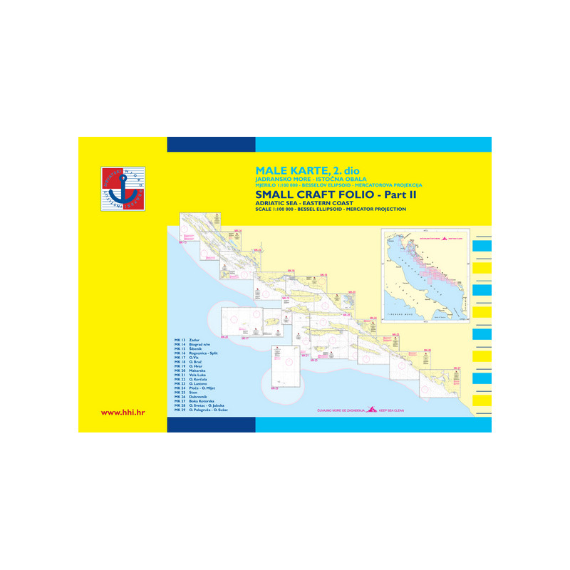 Hrvatski Hidrografski Institut - Croatie Male Karte 2 - Adriactic Sea, eastern coast - Zadar to Ulcinj