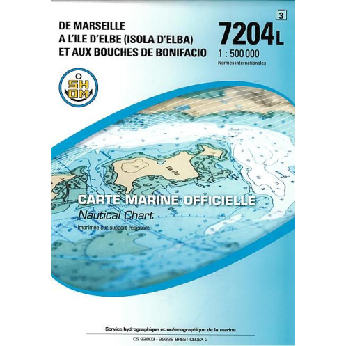 Shom L - 7204L - De Marseille à l'île d'Elbe (Isola d'Elba) et aux Bouches de Bonifacio